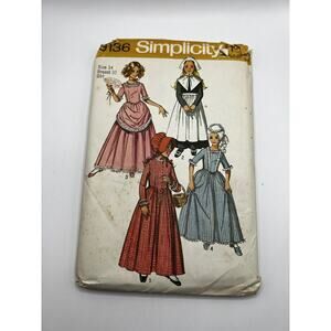 Vintage 1970s Sewing Pattern Girls Dress Costume Pilgrim Simplicity 9136